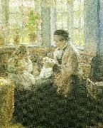 Laurits Tuxen kunstnerens moder bertha tuxen med barnebarnet nina Sweden oil painting artist